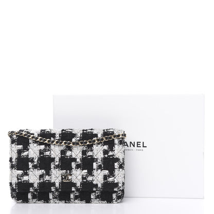 Chanel Tweed Quilted Wallet On Chain WOC Black Ecru White 10 of 10