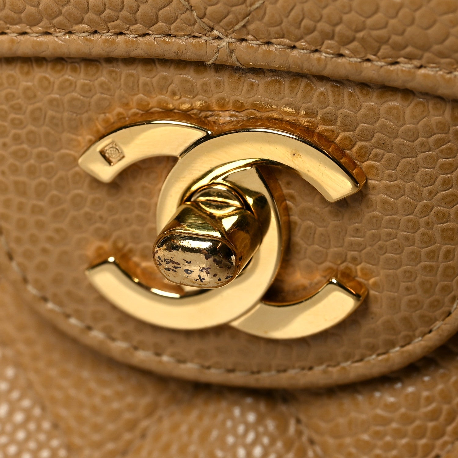 Chanel Caviar Quilted Medium Double Flap Dark Beige 11 of 11