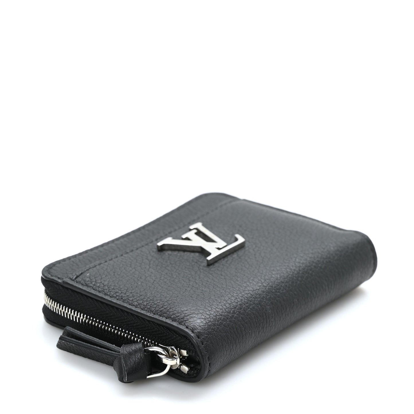 Calfskin Lockme Zippy Coin Purse Black