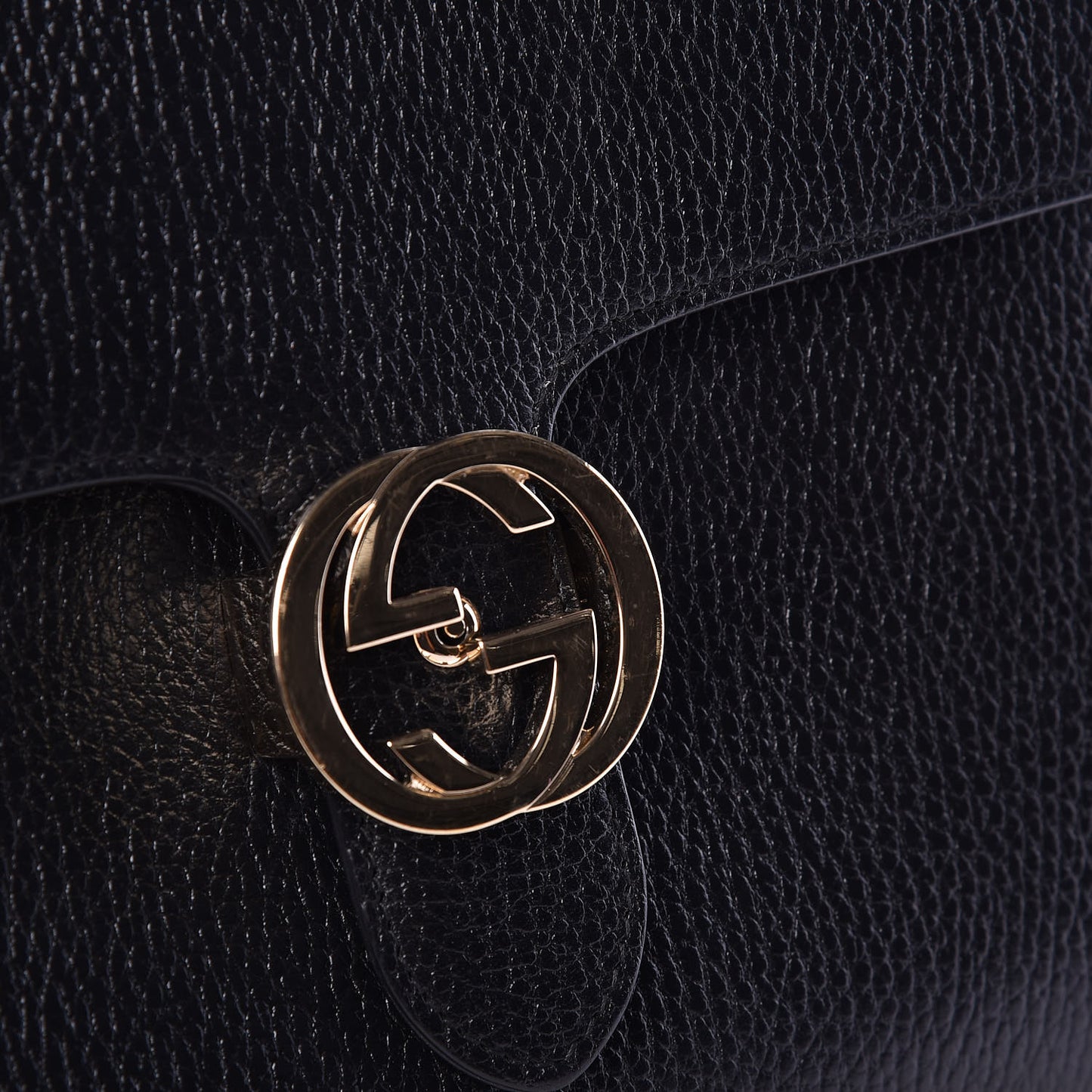 Dollar Calfskin Medium Interlocking G Top Handle Shoulder Bag Black