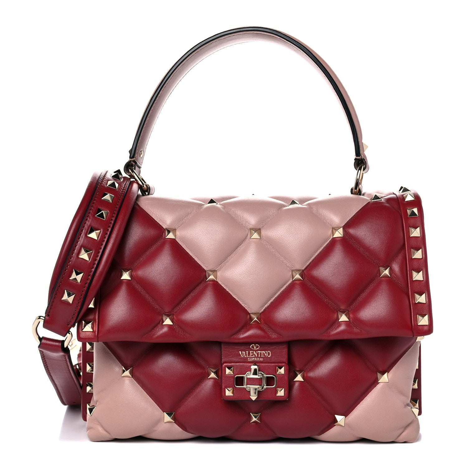 Valentino Garavani Nappa Medium Candystud Top Handle Bag Poudre Rubino 1 of 16