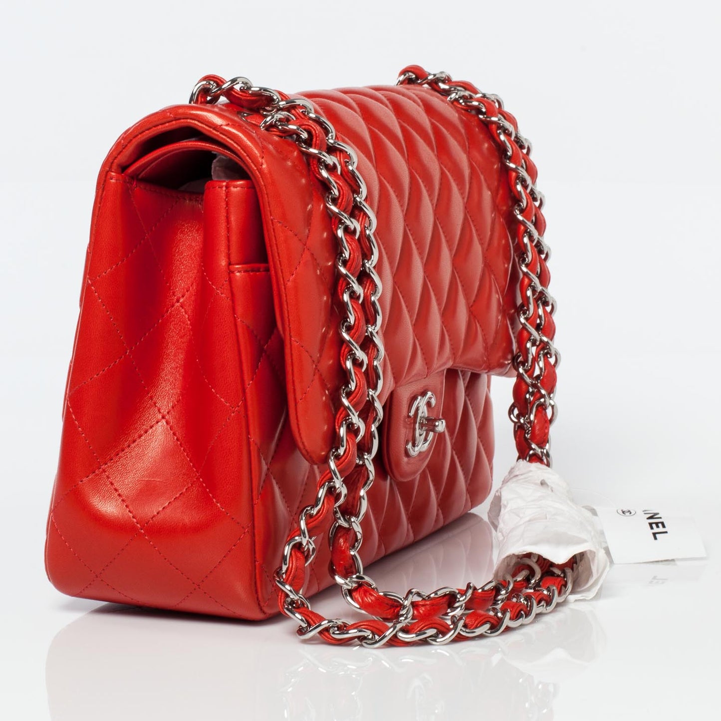 Lambskin Jumbo Double Flap Red