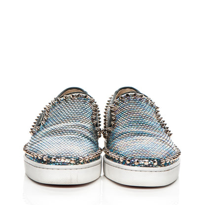 Christian Louboutin Mens Tresse Nacre Pik Boat Flats 41 Multicolor Colombe Metal 2 of 11