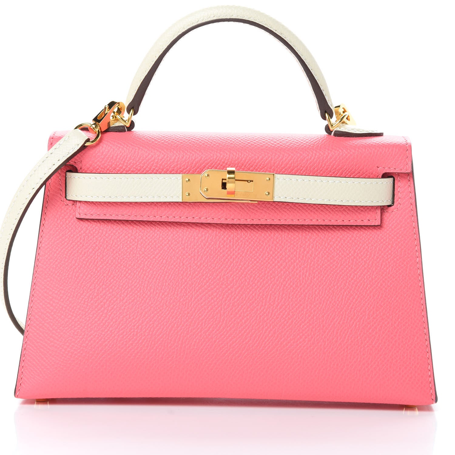 Hermes Epsom Horseshoe Mini Kelly Sellier 20 Rose Azalee Craie 8 of 12