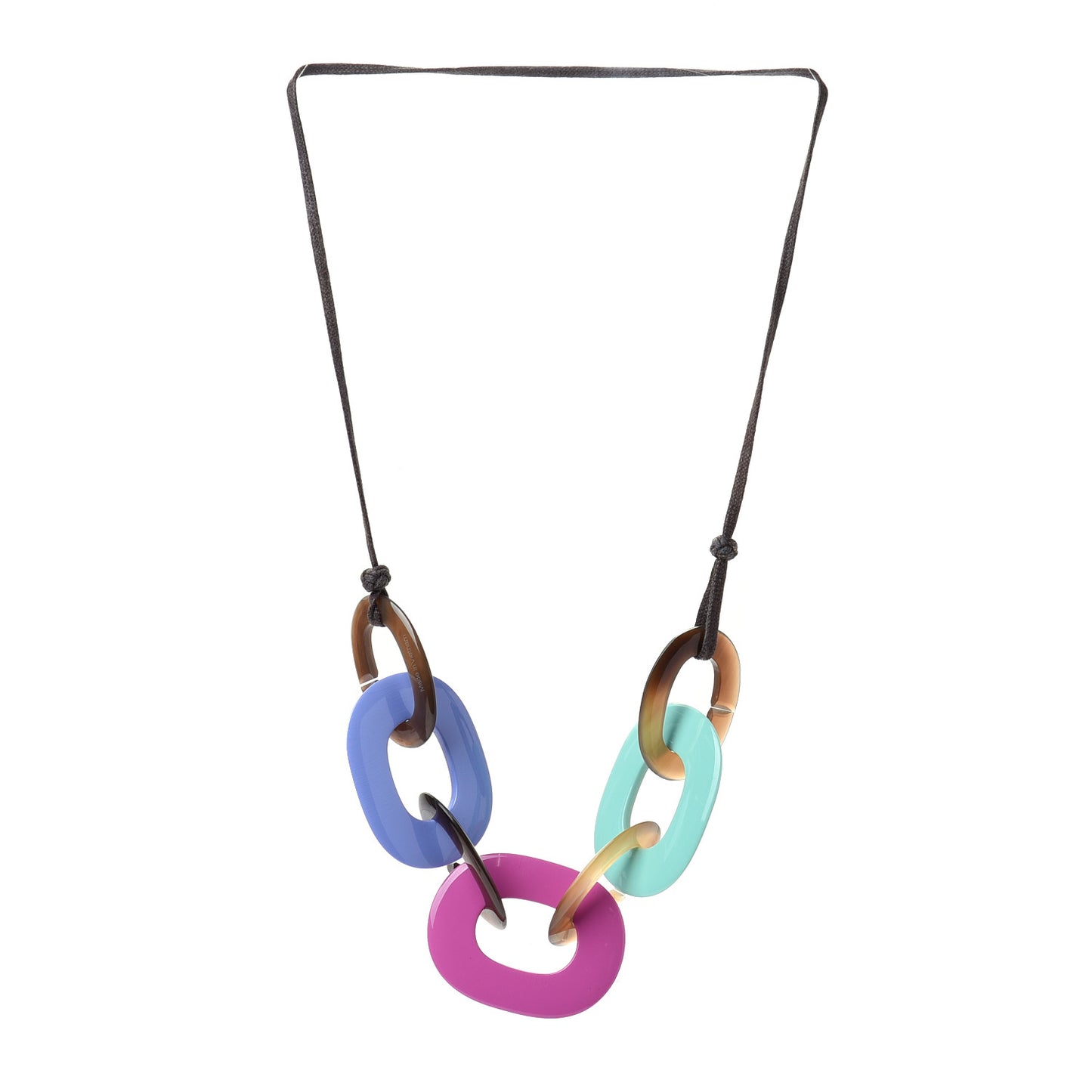 Lacquered Wood Buffalo Horn Karamba Necklace