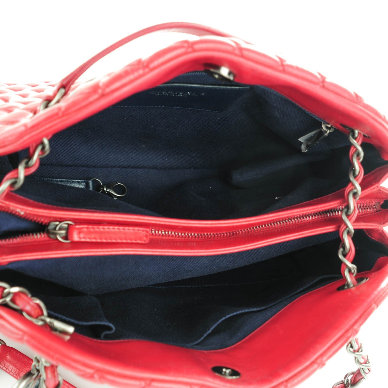 Chanel Iridescent Calfskin Quilted Large Just Mademoiselle Bowling Red 5 of 7