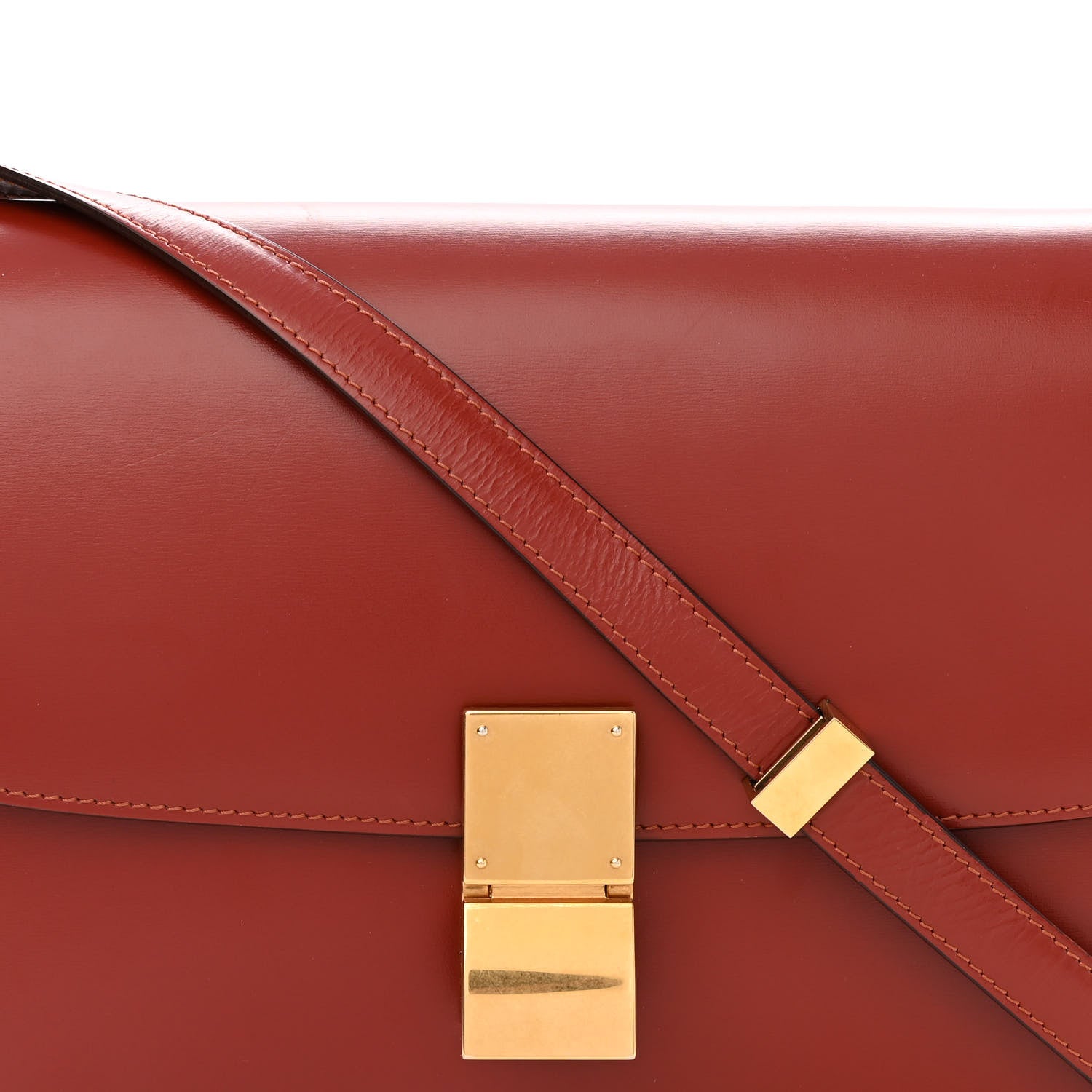 Celine Box Calfskin Medium Classic Box Flap Bag Dark Brick 8 of 13