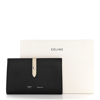 Celine Grained Calfskin Large Multifunction Strap Wallet Black Chalk 9 of 9