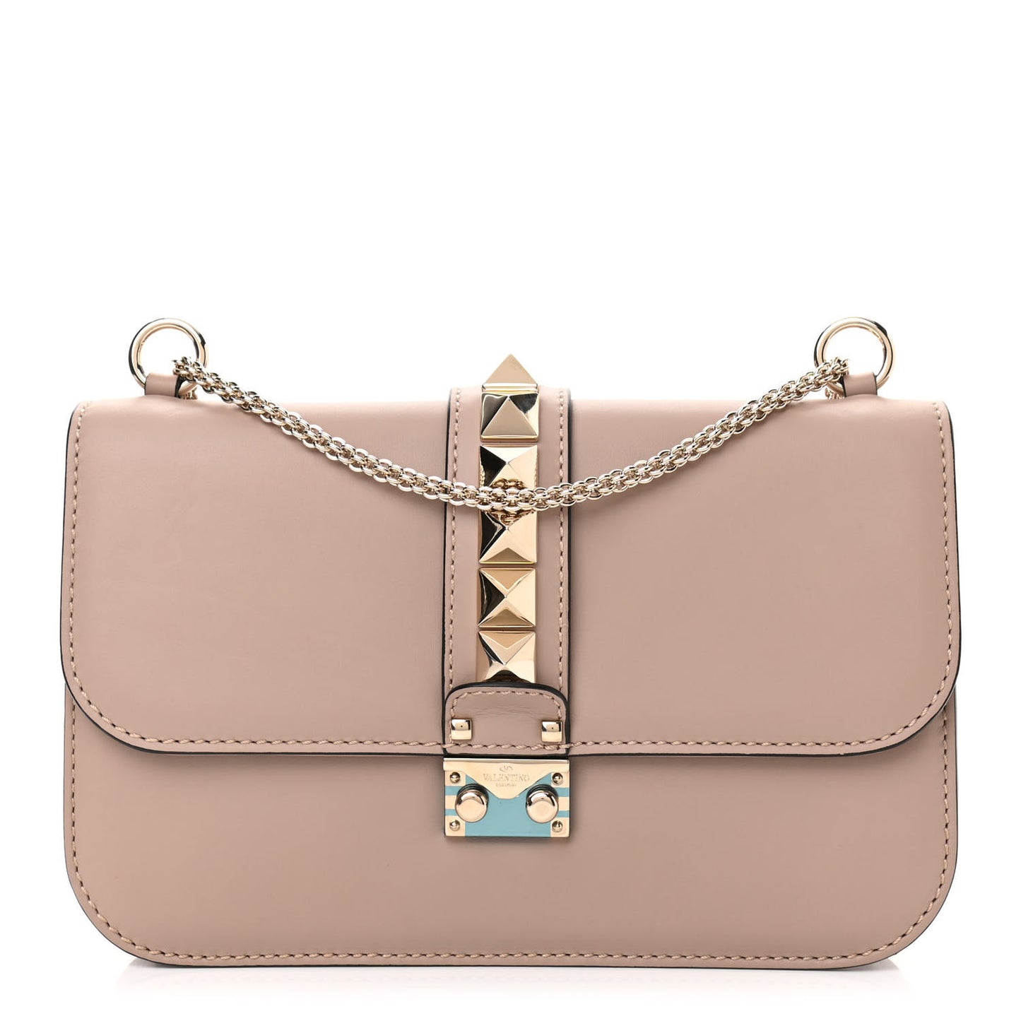 Vitello Medium Glam Lock Rockstud Flap Poudre