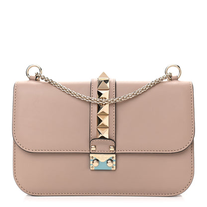Valentino Garavani Vitello Medium Glam Lock Rockstud Flap Poudre 1 of 9