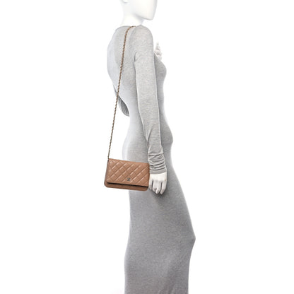 Chanel Caviar Quilted Wallet on Chain WOC Beige 2 of 12