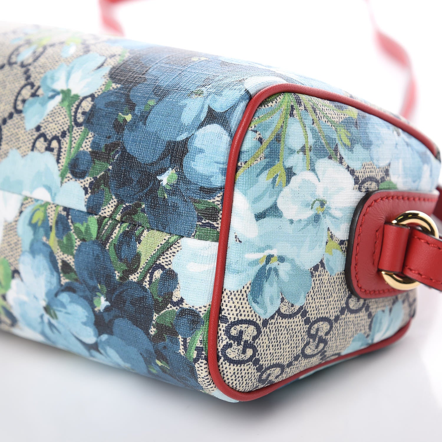 Gucci GG Supreme Monogram Blooms Mini Boston Navy Blue Hibiscus 9 of 9