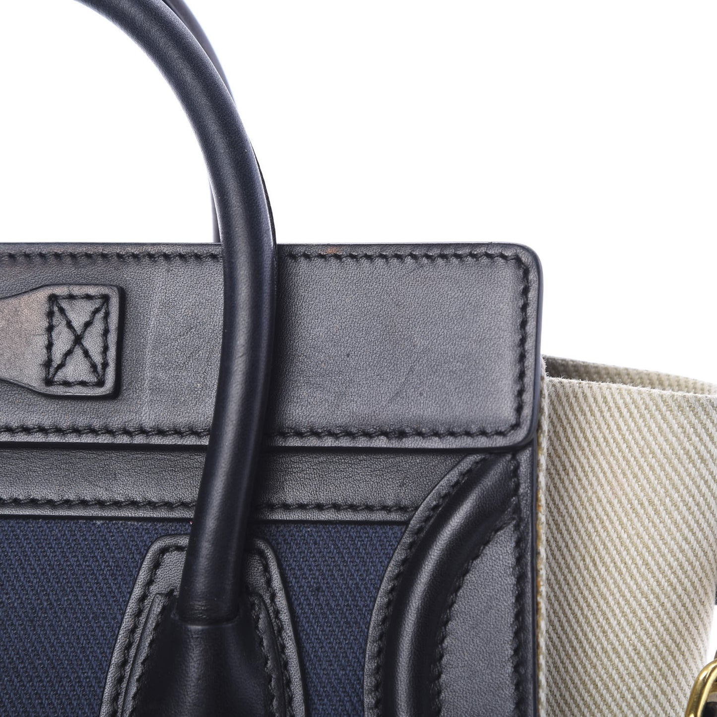 Natural Canvas Smooth Calfskin Nano Luggage Navy