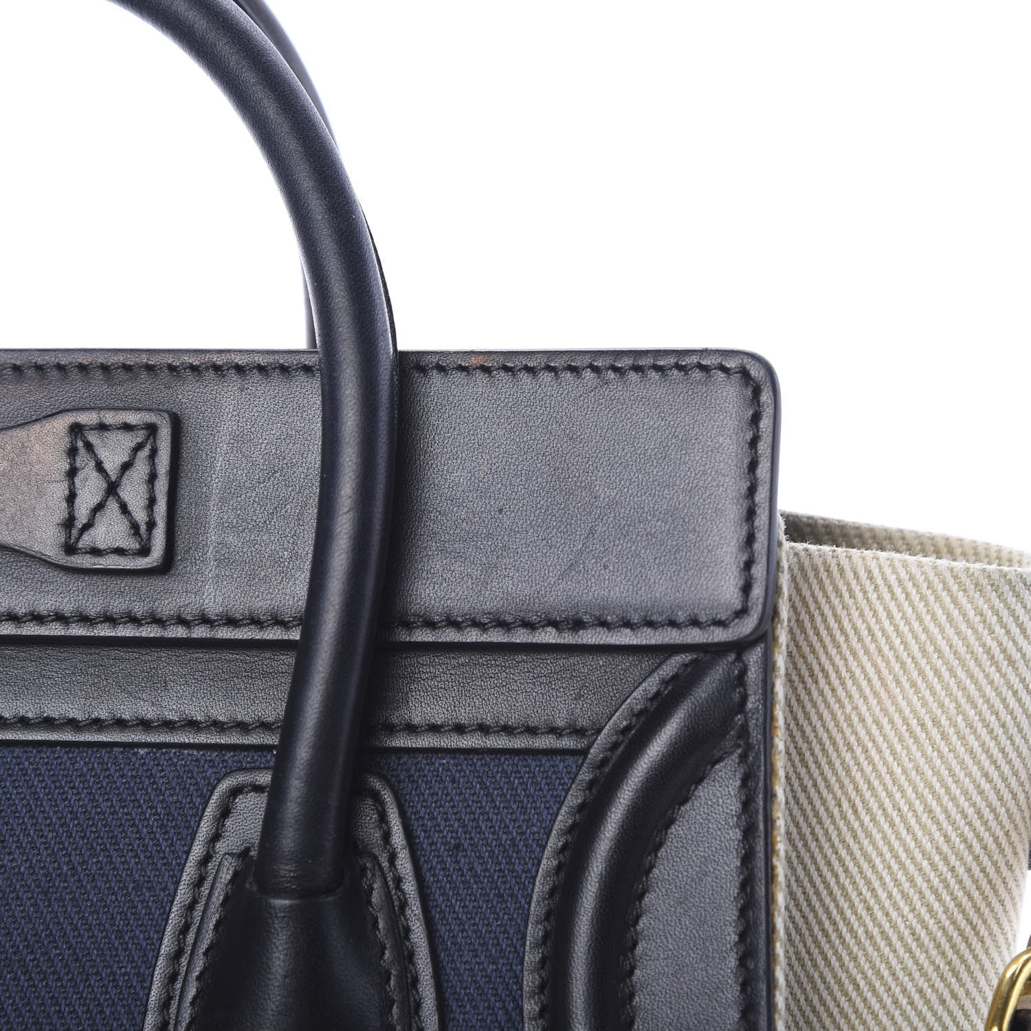 Celine Natural Canvas Smooth Calfskin Nano Luggage Navy 12 of 13