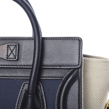 Celine Natural Canvas Smooth Calfskin Nano Luggage Navy 12 of 13