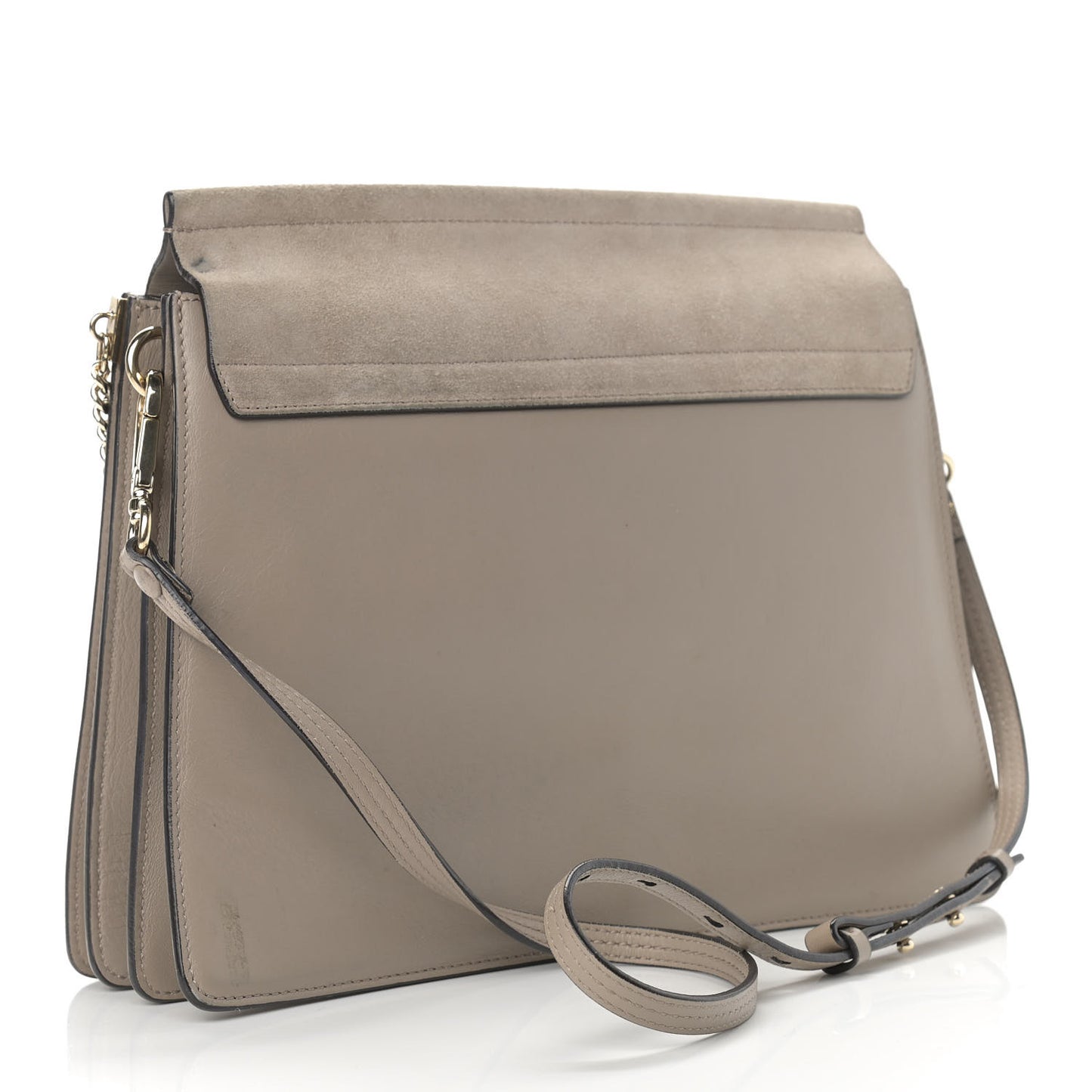 Calfskin Suede Medium Faye Shoulder Bag Motty Grey