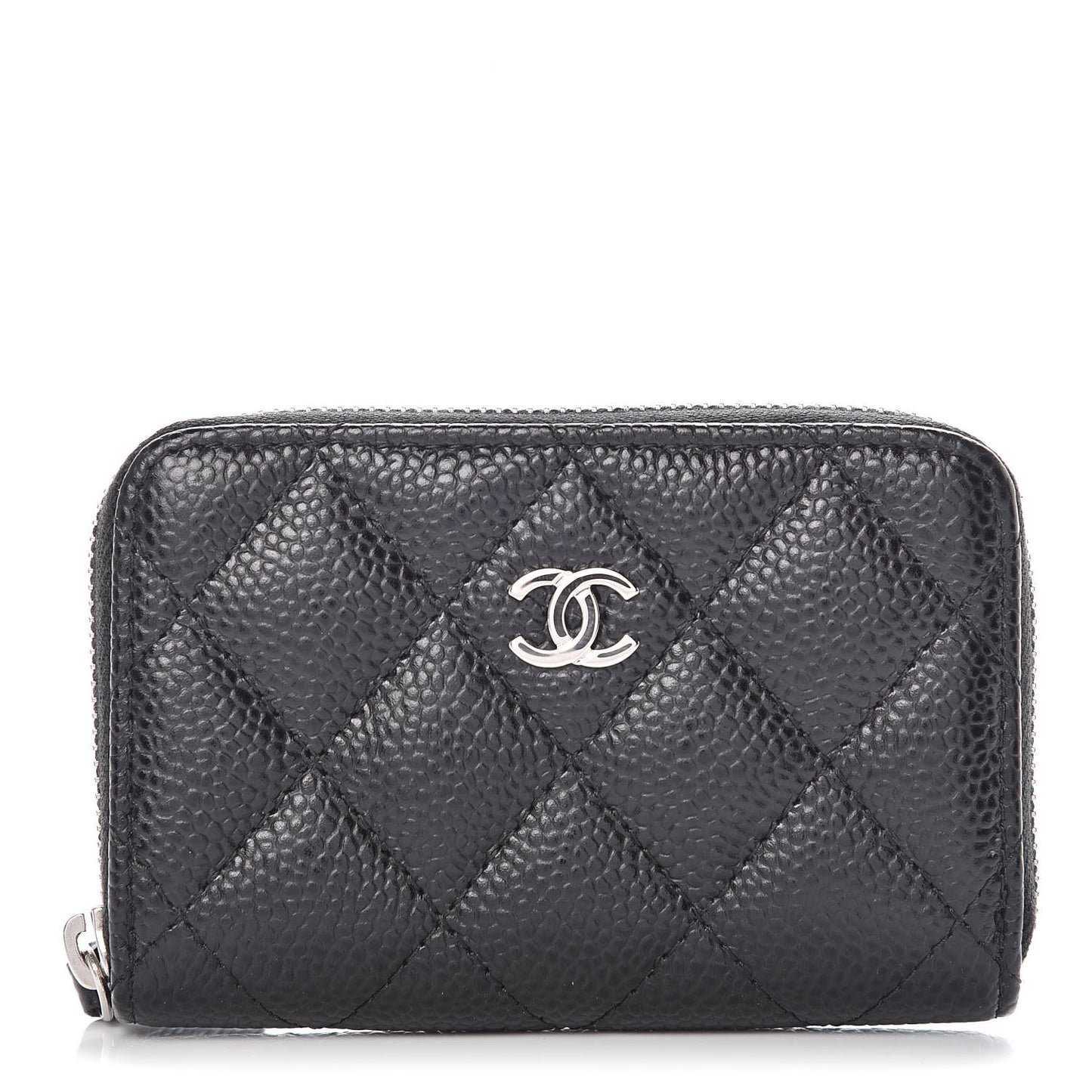 Caviar Quilted Zip Coin Purse Black