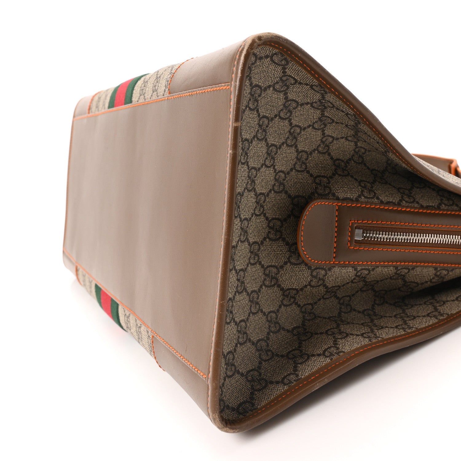 Gucci GG Supreme Monogram Medium Web Duffle Beige Brown Orange 9 of 10