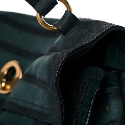 Saint Laurent Crocodile Embossed Nubuck Calfskin Medium Muse Two Green 17 of 19