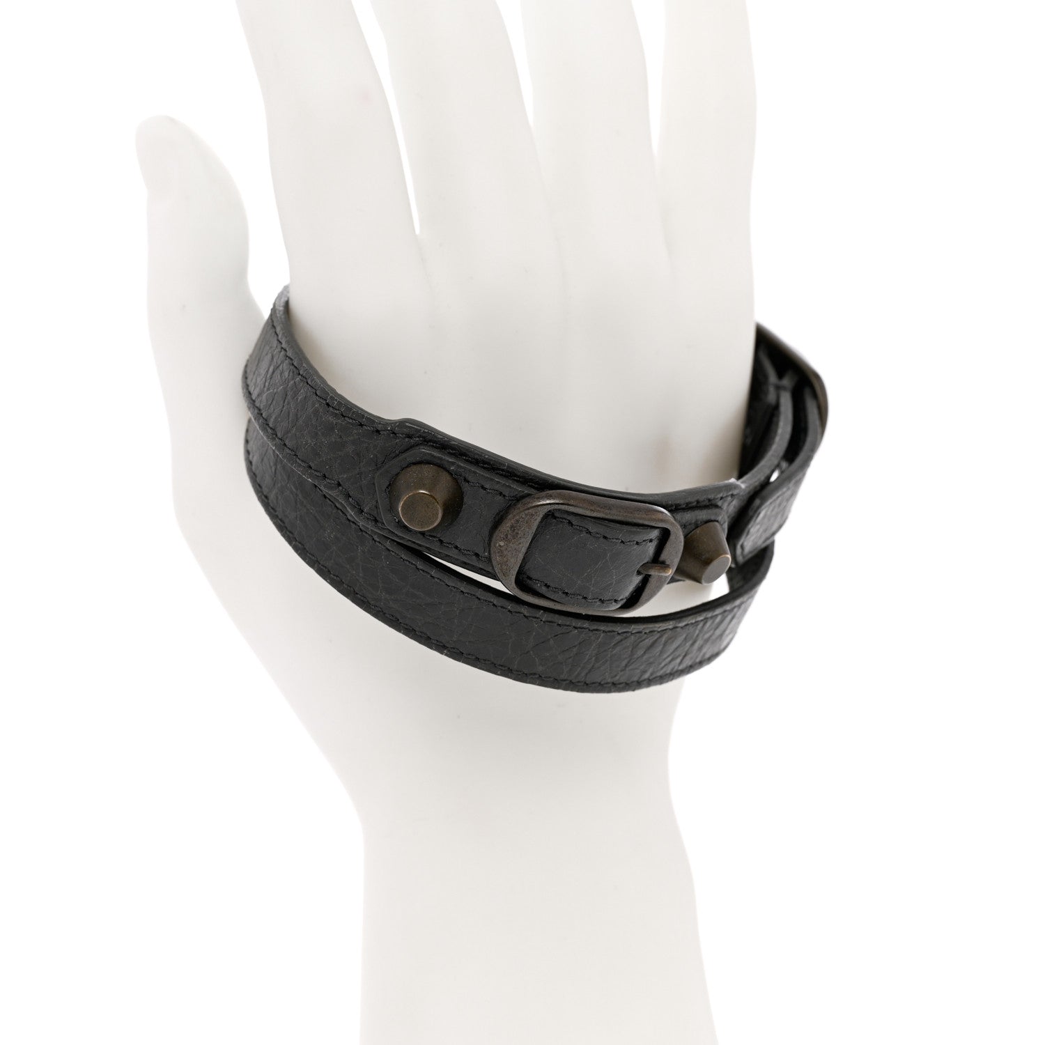 Balenciaga Agneau Arena Classic Hardware Triple Tour M Bracelet Anthracite 2 of 7