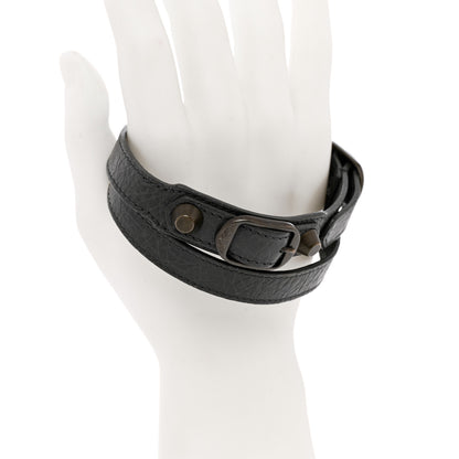 Balenciaga Agneau Arena Classic Hardware Triple Tour M Bracelet Anthracite 2 of 7