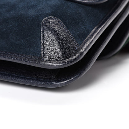 Gucci Suede Web Small Neo Vintage Double Flap Messenger Bag Blue 11 of 14