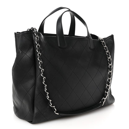 Chanel Calfskin Stitched Large Lady Coco Shopping Tote Black 3 of 10