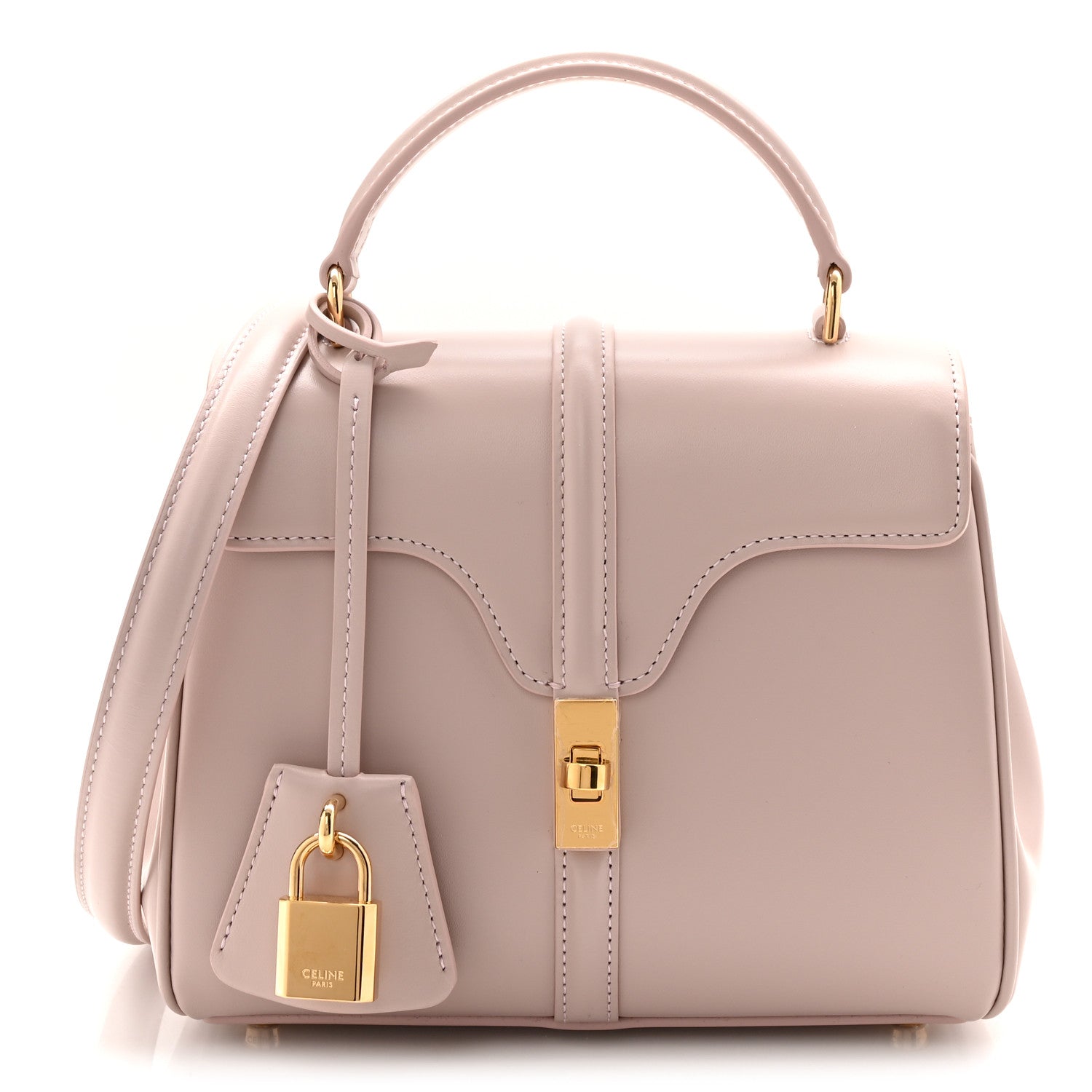 Celine Satinated Calfskin Mini 16 Top Handle Bag Bleached Pink 1 of 12