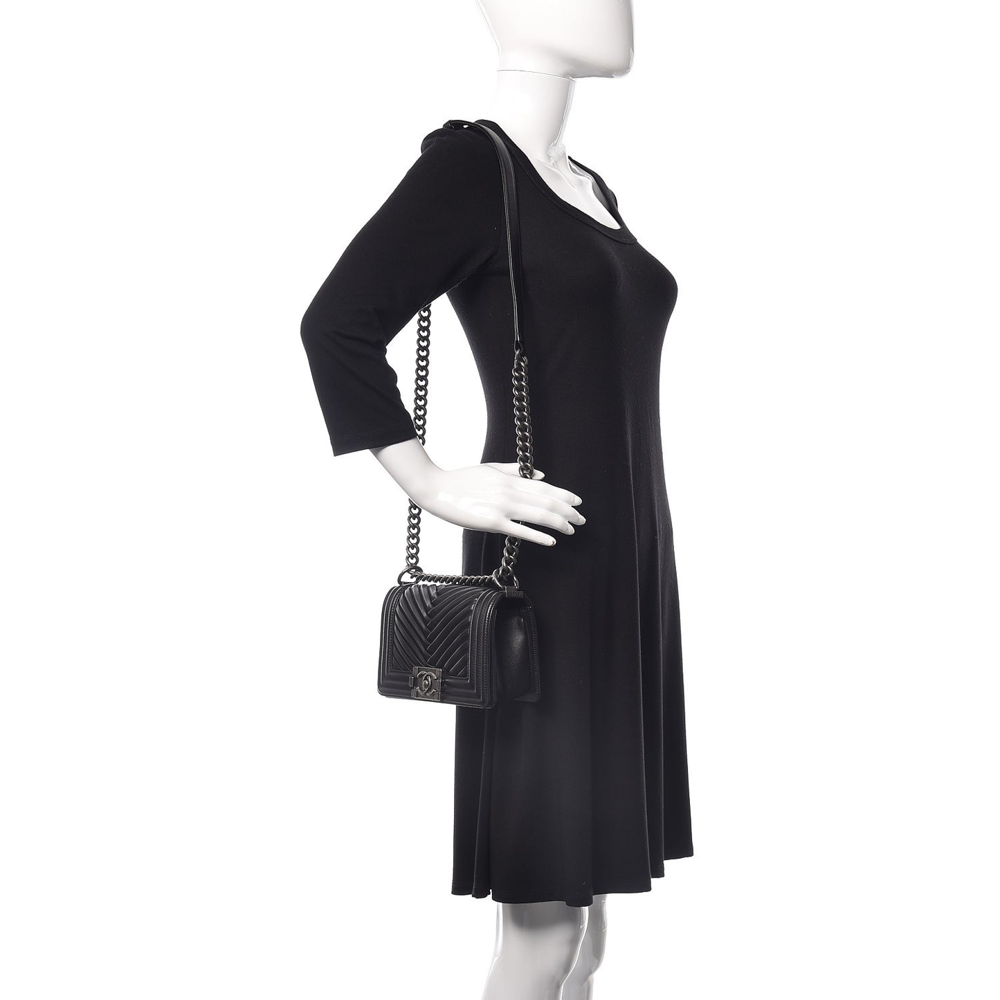 Lambskin Pleated Small Boy Flap Black