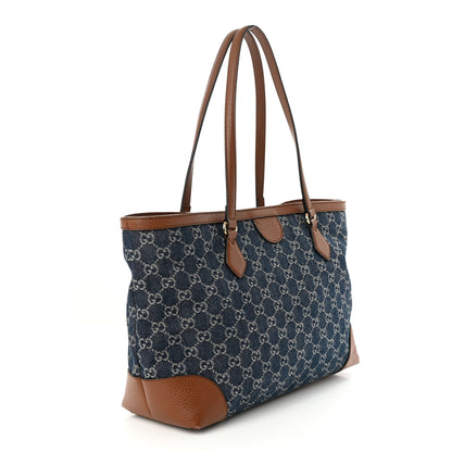 Gucci New Denim GG Monogram Medium Ophidia Shopping Tote Blue Tea Cuir 3 of 11