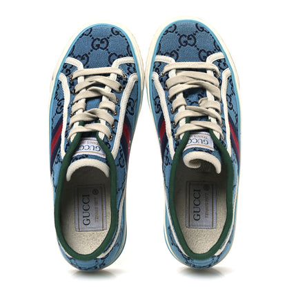 Gucci GG Monogram Multicolor Web Womens 1977 Tennis Sneakers 35 Light Blue Mystic White 2 of 10