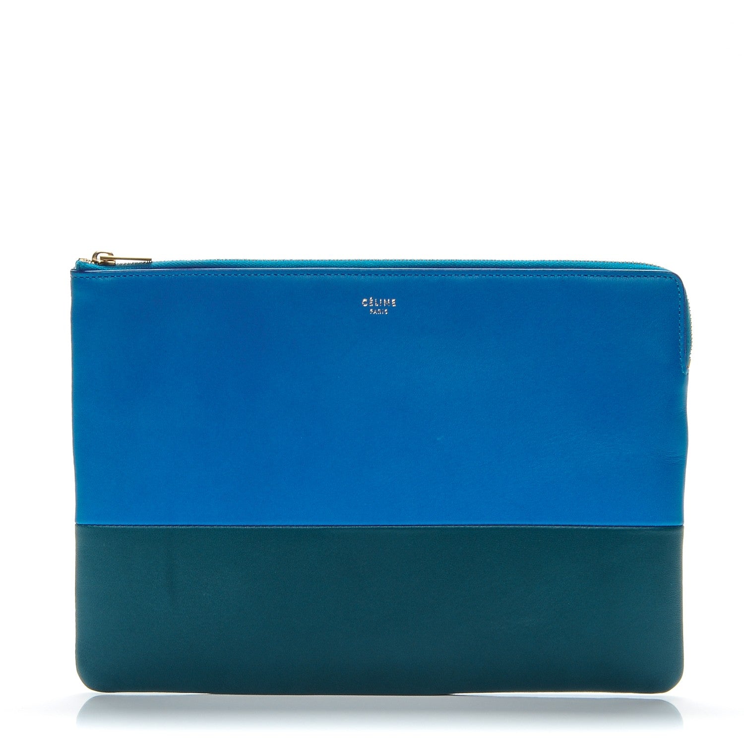Celine Lambskin Bi-Color Solo Clutch Pouch Bright Blue Peacock 1 of 8