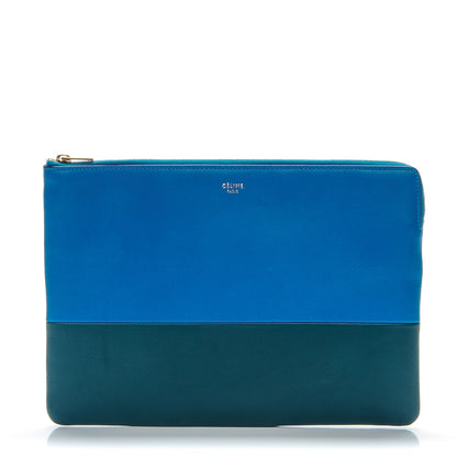 Celine Lambskin Bi-Color Solo Clutch Pouch Bright Blue Peacock 1 of 8
