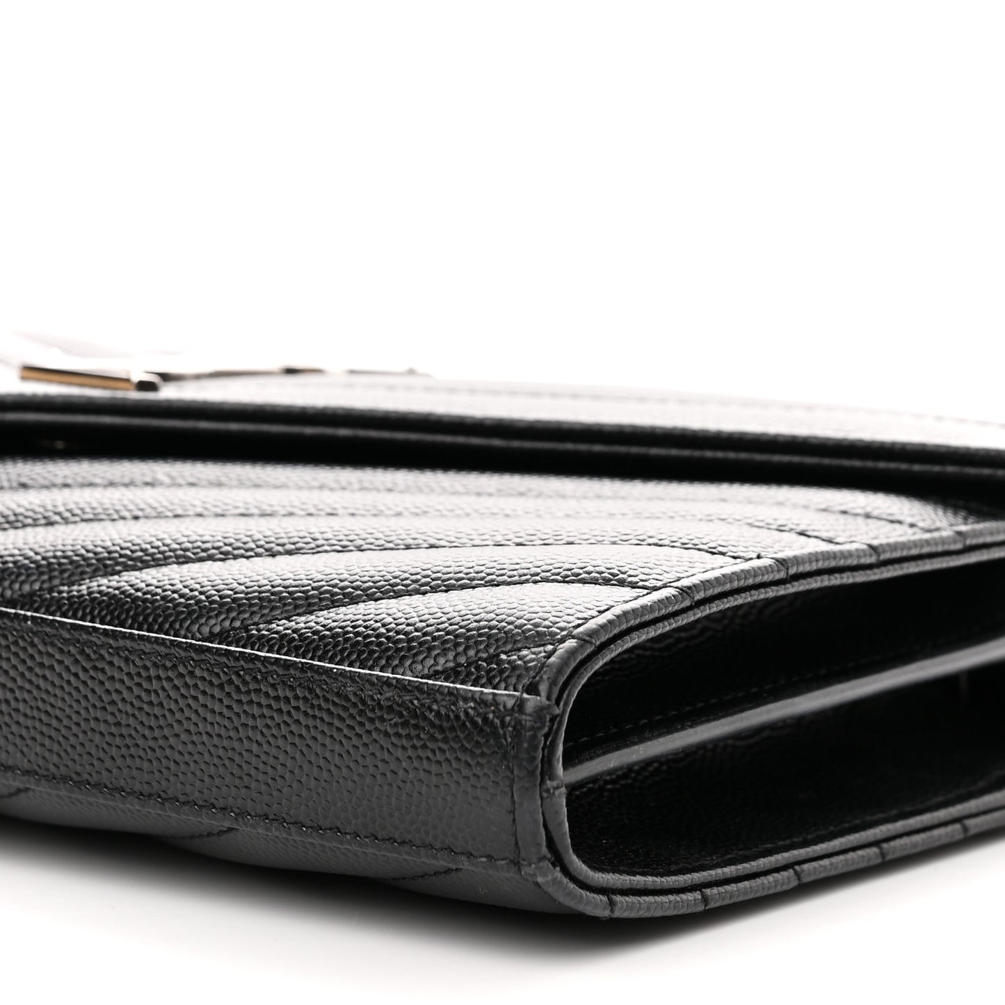Grain De Poudre Matelasse Chevron Monogram Chain Wallet Black