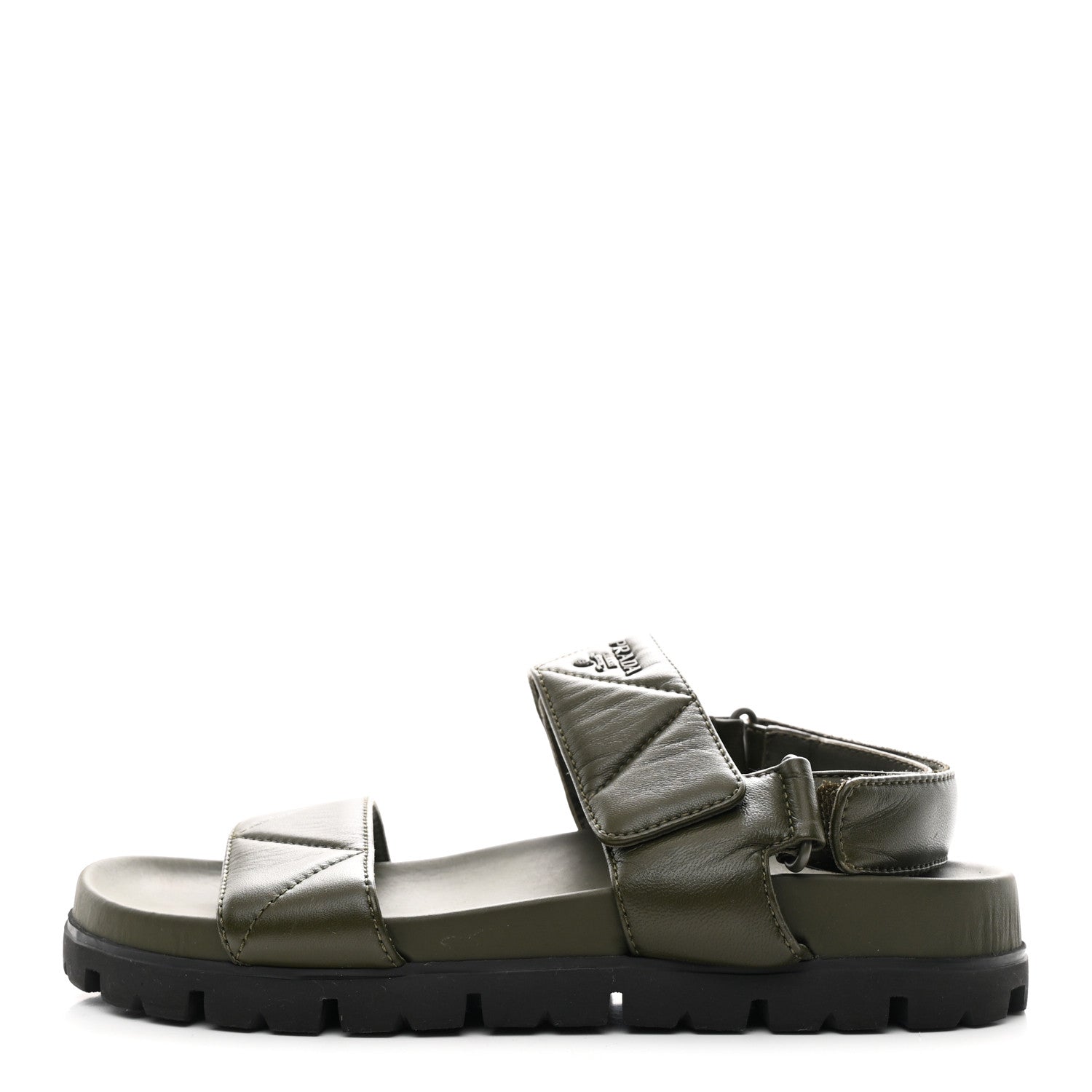 Prada Nappa Quilted Padded Slingback Sandals 40 Militare 1 of 11