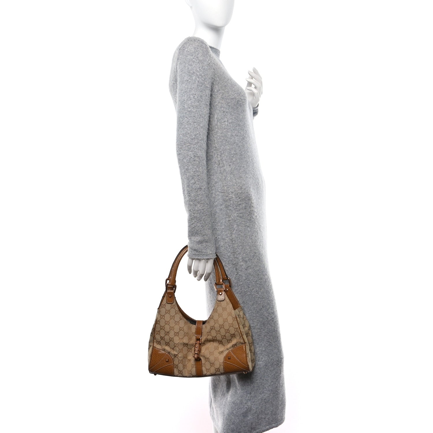 Gucci Monogram Calfskin Large Bardot Shoulder Bag Brown 2 of 13