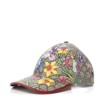 Gucci GG Supreme Flora Claudia Baseball Hat 56 S Red 1 of 7