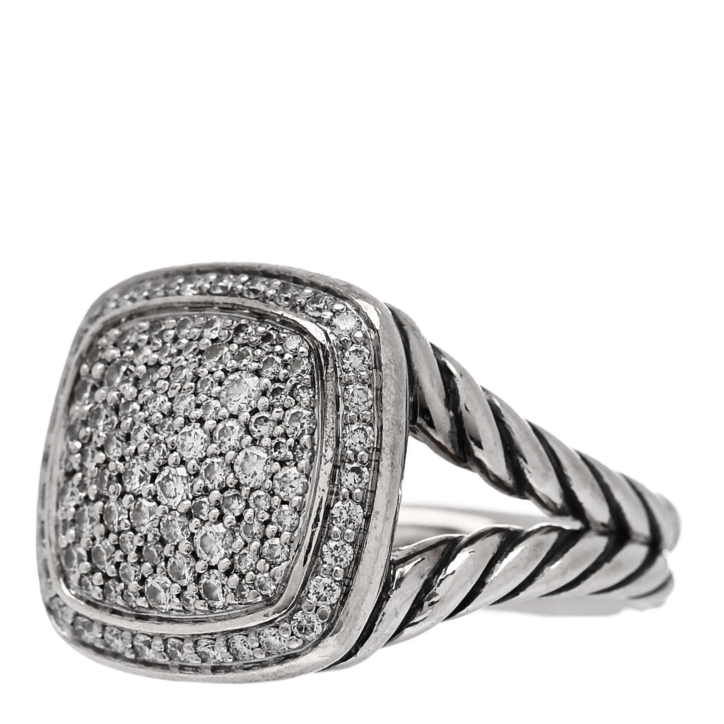 Sterling Silver Diamond 11mm Albion Pave Ring 52 6