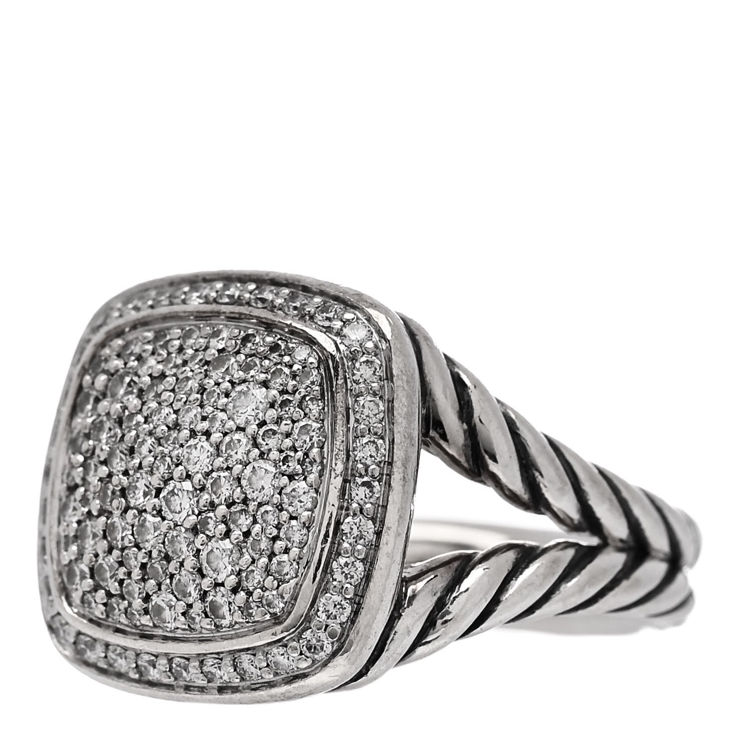 David Yurman Sterling Silver Diamond 11mm Albion Pave Ring 52 6 3 of 5