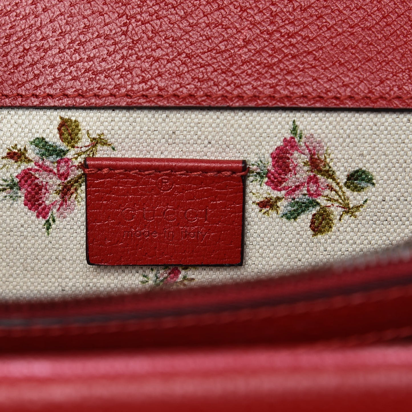 Calfskin Web Floral Embroidered Small Dionysus Shoulder Bag Hibiscus Red