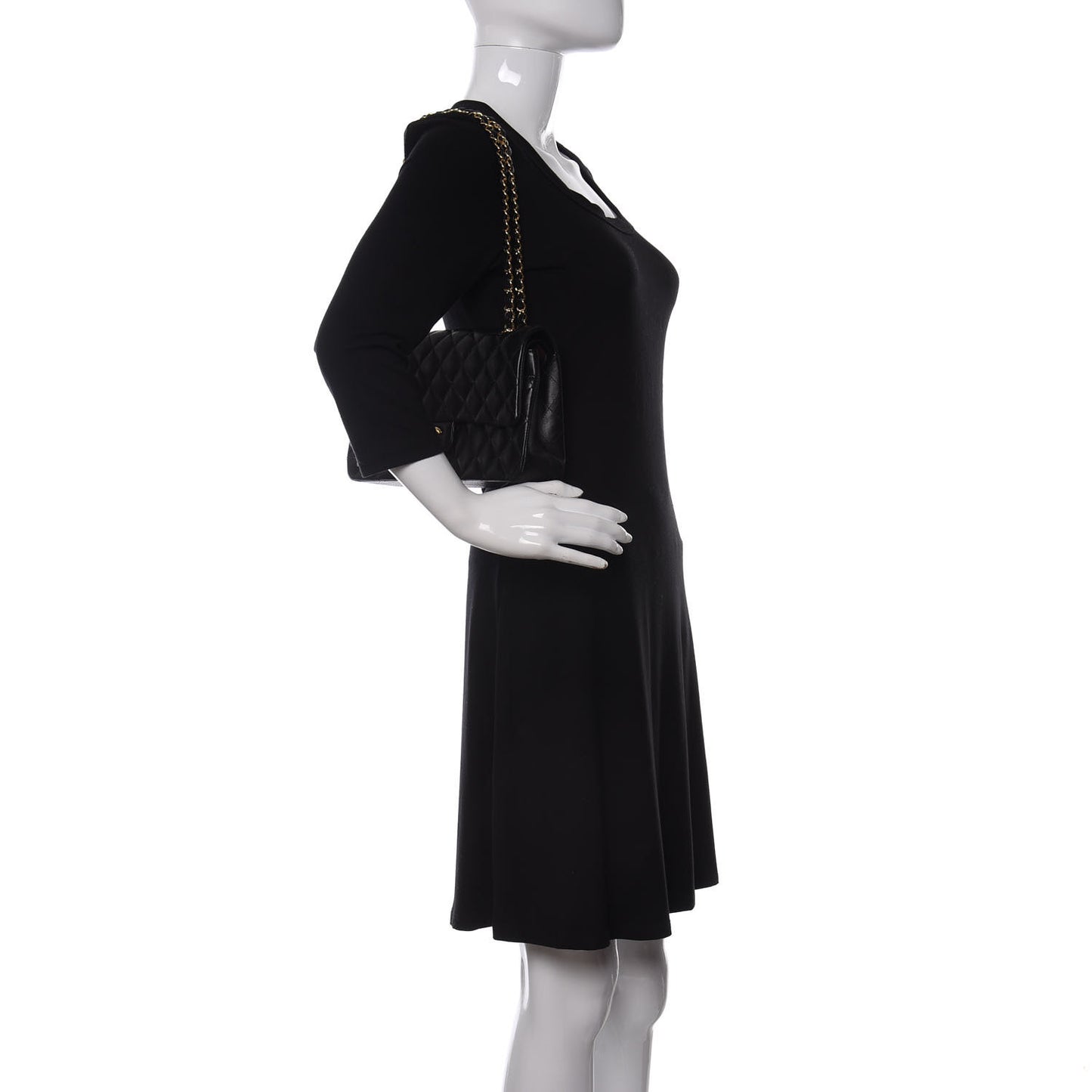 Lambskin Quilted Medium Double Flap Black