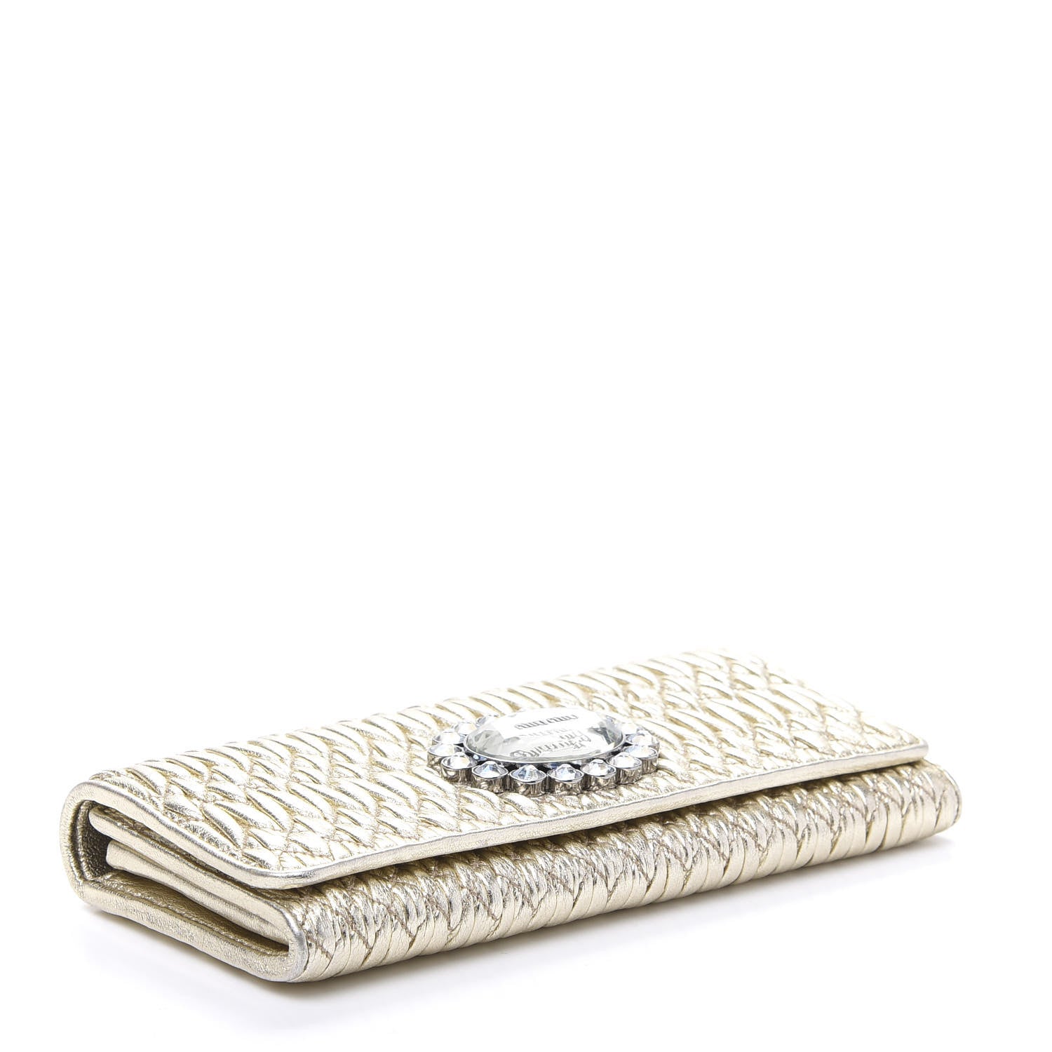 Miu Miu Metallic Nappa Matelasse Crystal Clutch Pyrite 4 of 8