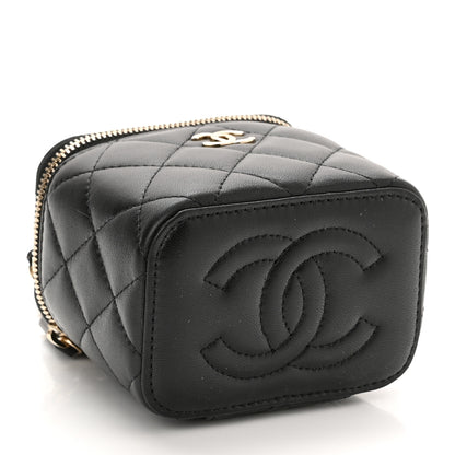 Chanel Lambskin Quilted Top Handle Mini Vanity Case With Chain Black 4 of 12