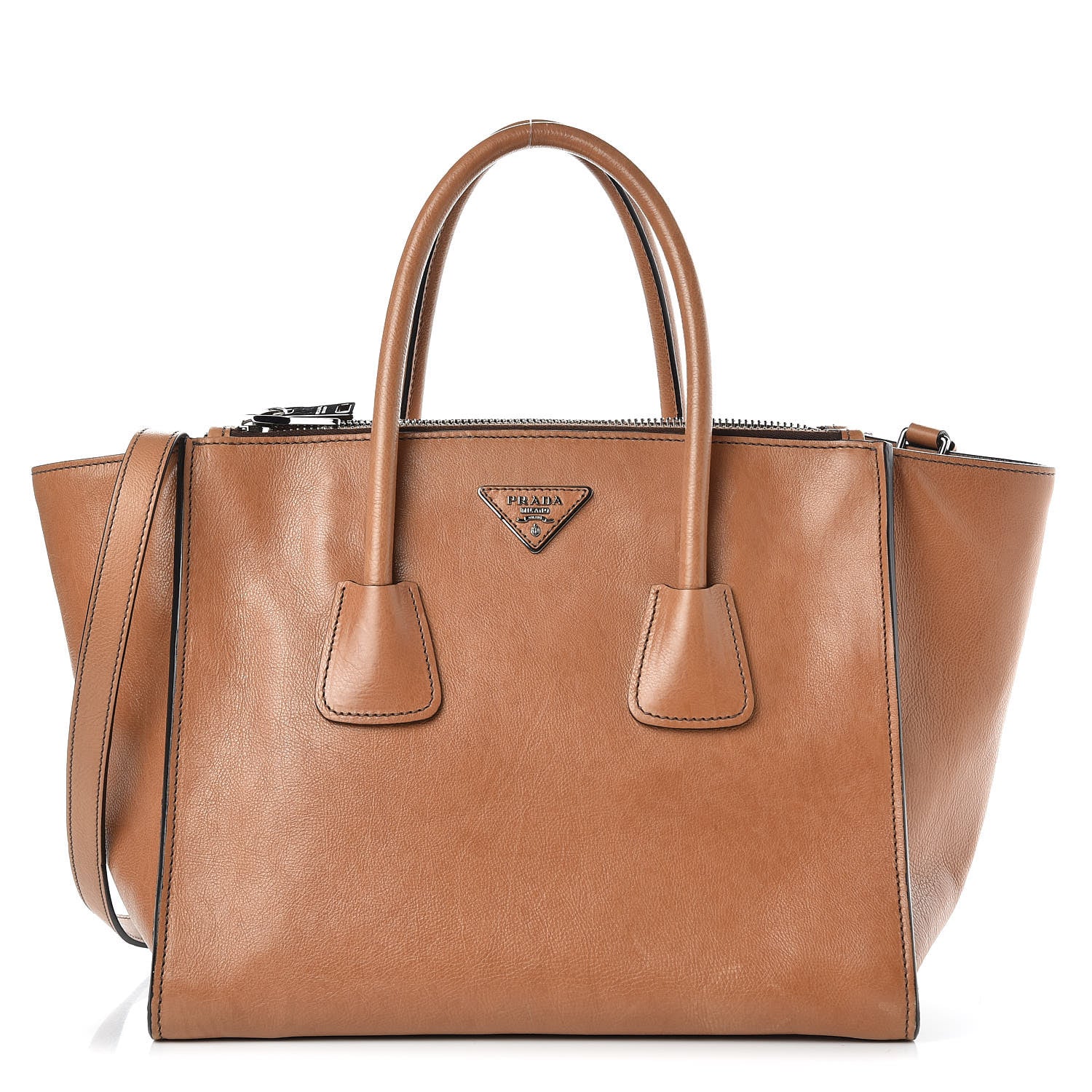 Prada Glace Calf Twin Pocket Tote Naturale 1 of 13
