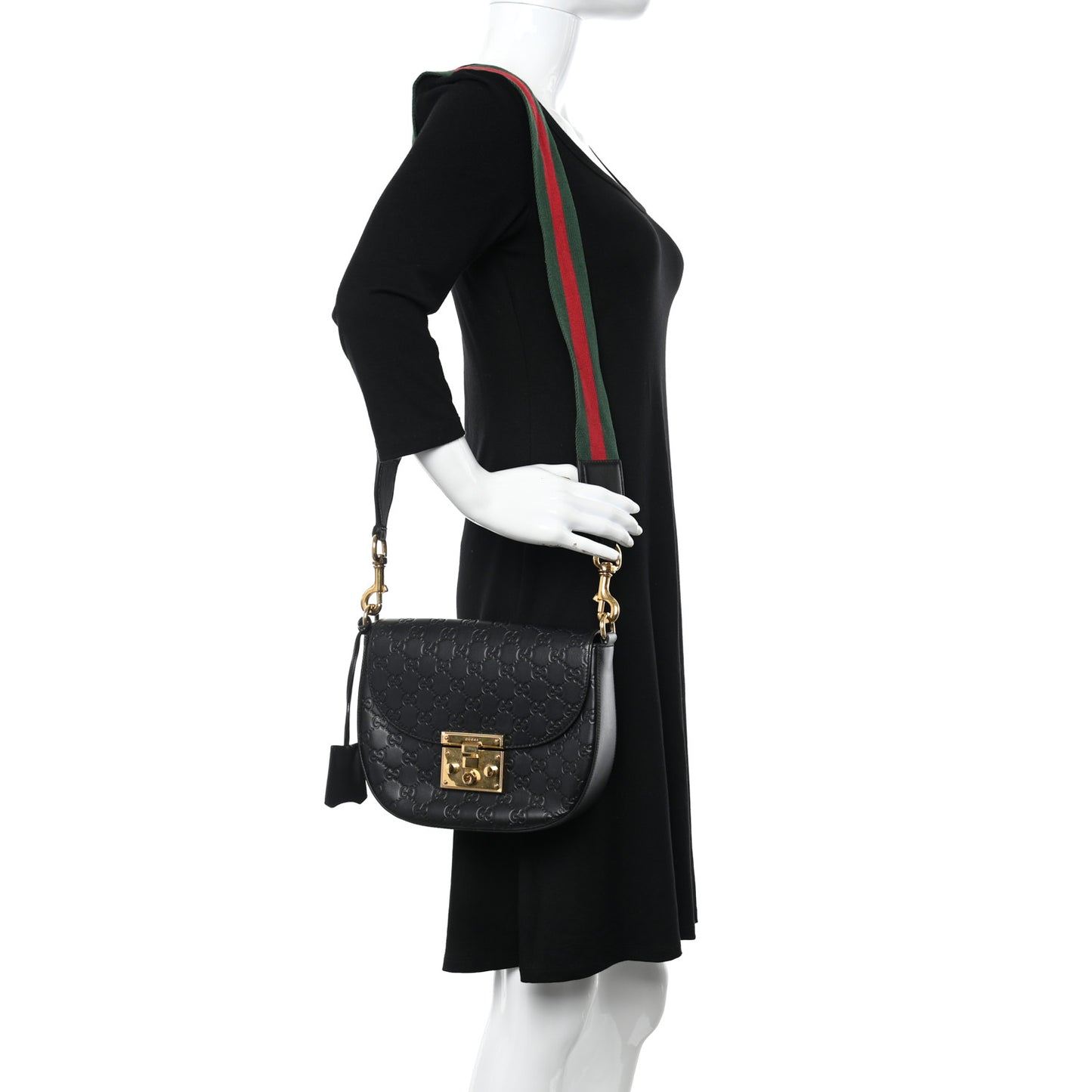 Guccissima Web Medium Padlock Messenger Shoulder Bag Black
