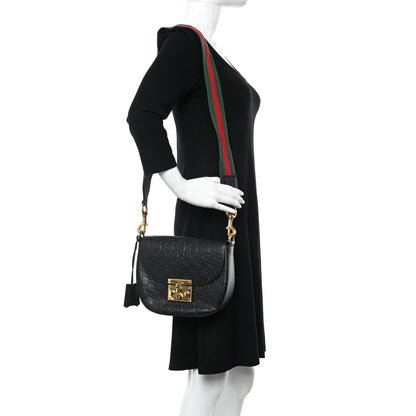 Gucci Guccissima Web Medium Padlock Messenger Shoulder Bag Black 2 of 10