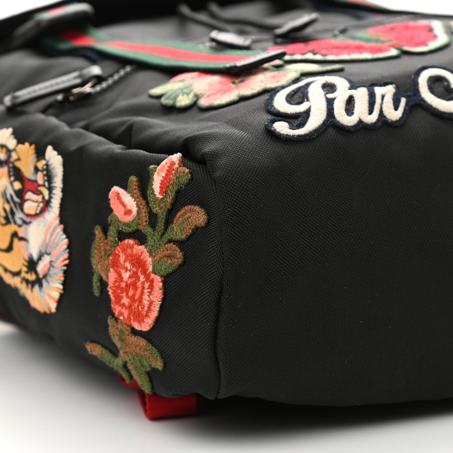 Techno Canvas Web L'Aveugle Par Amour Embroidered Double Buckle Backpack Black
