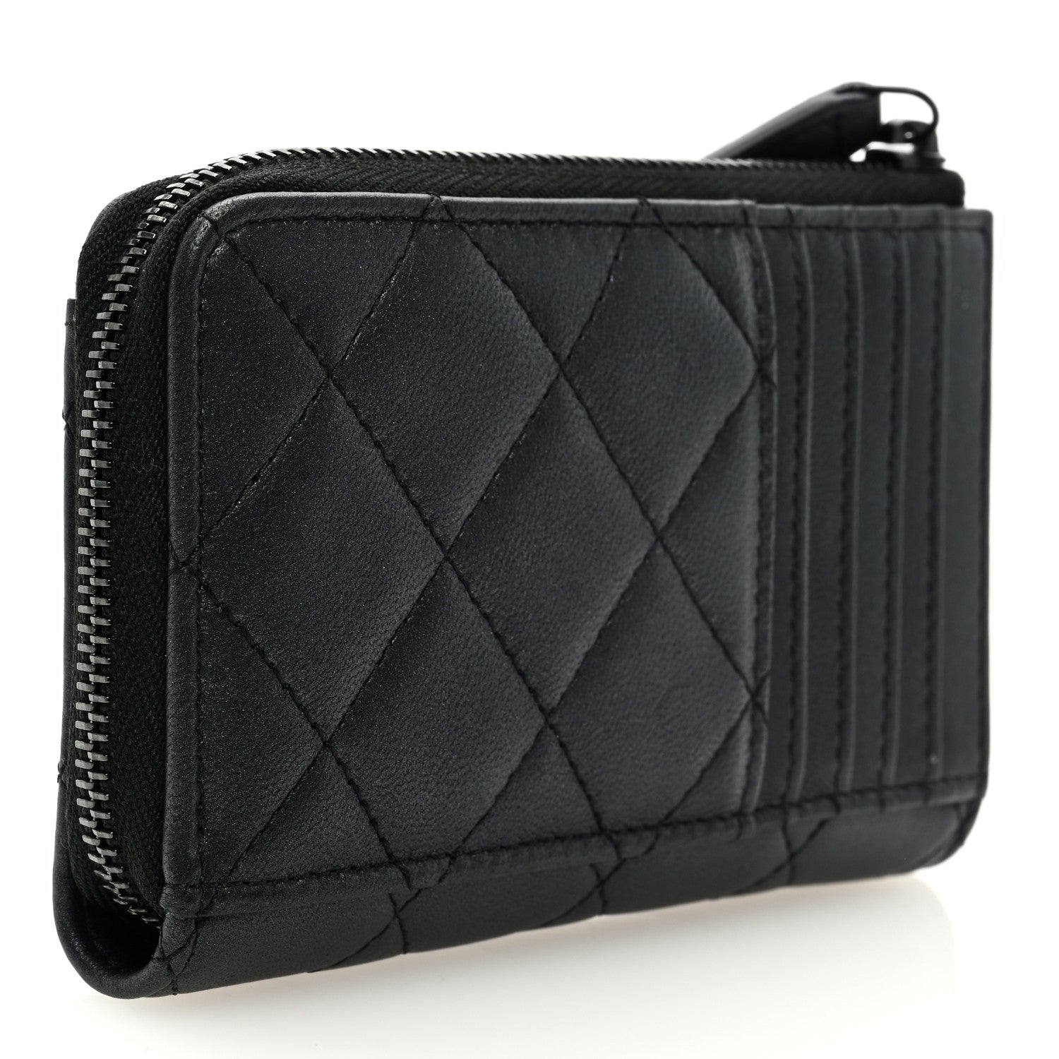 Chanel Lambskin Quilted Zip Card Holder So Black 3 of 7