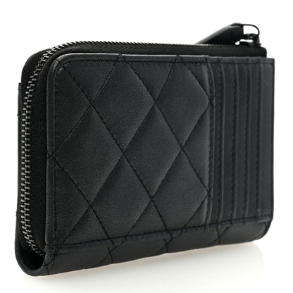 Chanel Lambskin Quilted Zip Card Holder So Black 3 of 7