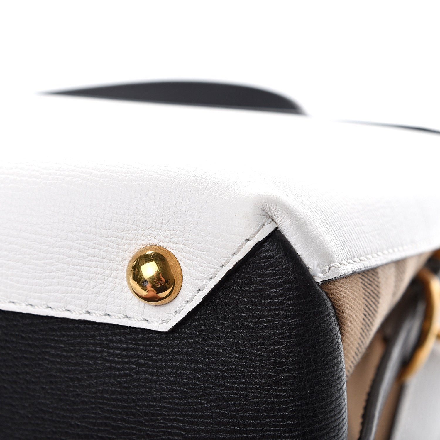 Burberry Derby Calfskin House Check Medium Camberley Chalk White Black 9 of 11